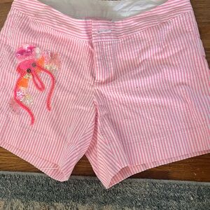 Lilly Pulitzer Pink Striped Women's Shorts with Embellishments